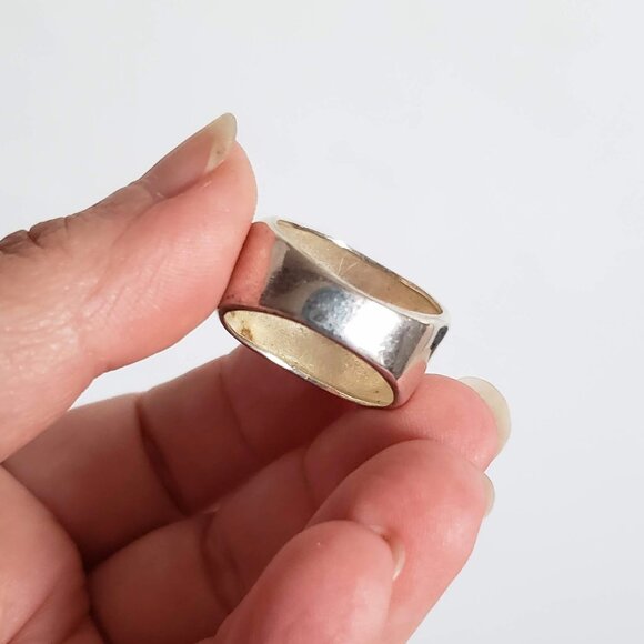 Contemporary 925 STERLING Silver Ring Geometric Fluid Liquid silver Unisex - Picture 5 of 13